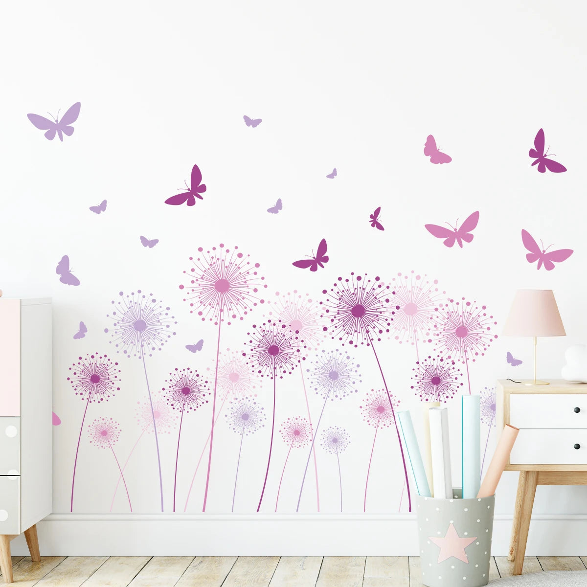 Cartoon Blowball Butterfly Wall Stickers Living Room Decoration