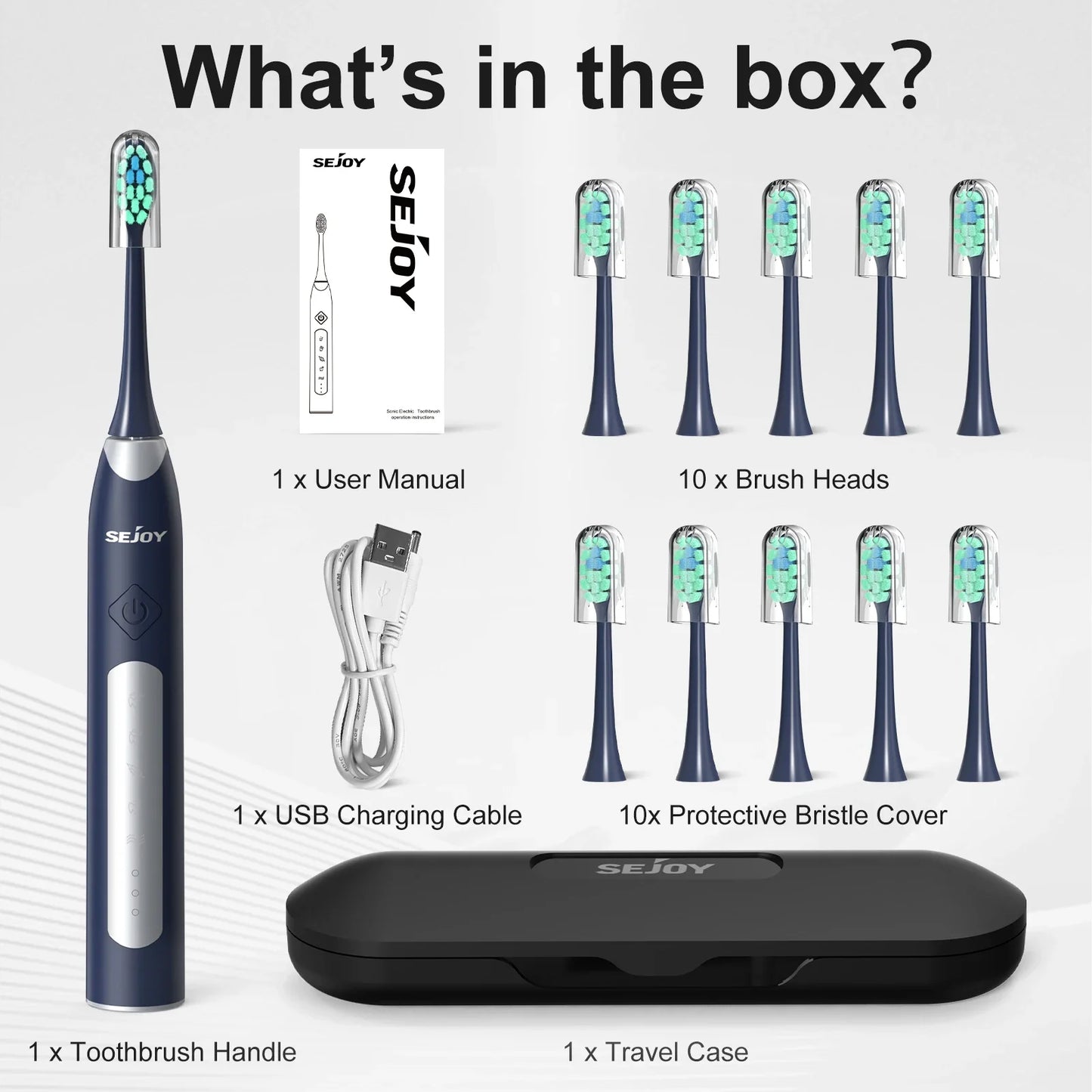 Oral Personal Sonic Electric Toothbrush 5 Modes Smart Rechargeable