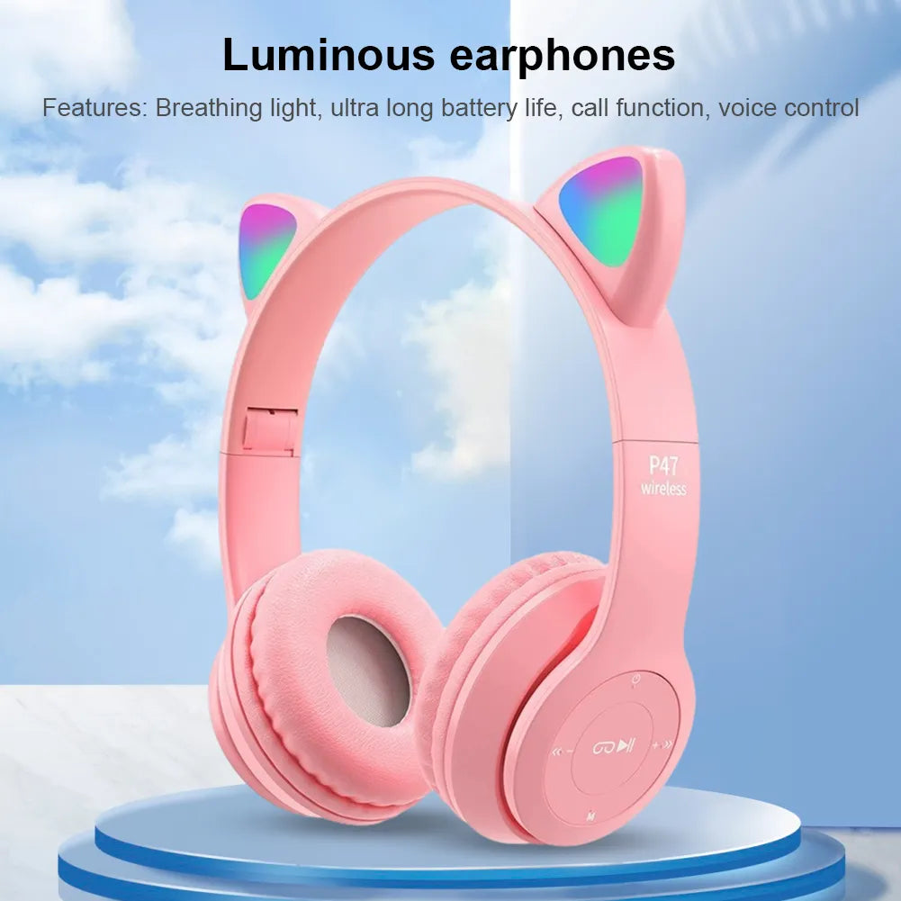 Wireless Headphone Flash Light Bluetooth Headset Stereo Music Helmet Earphone