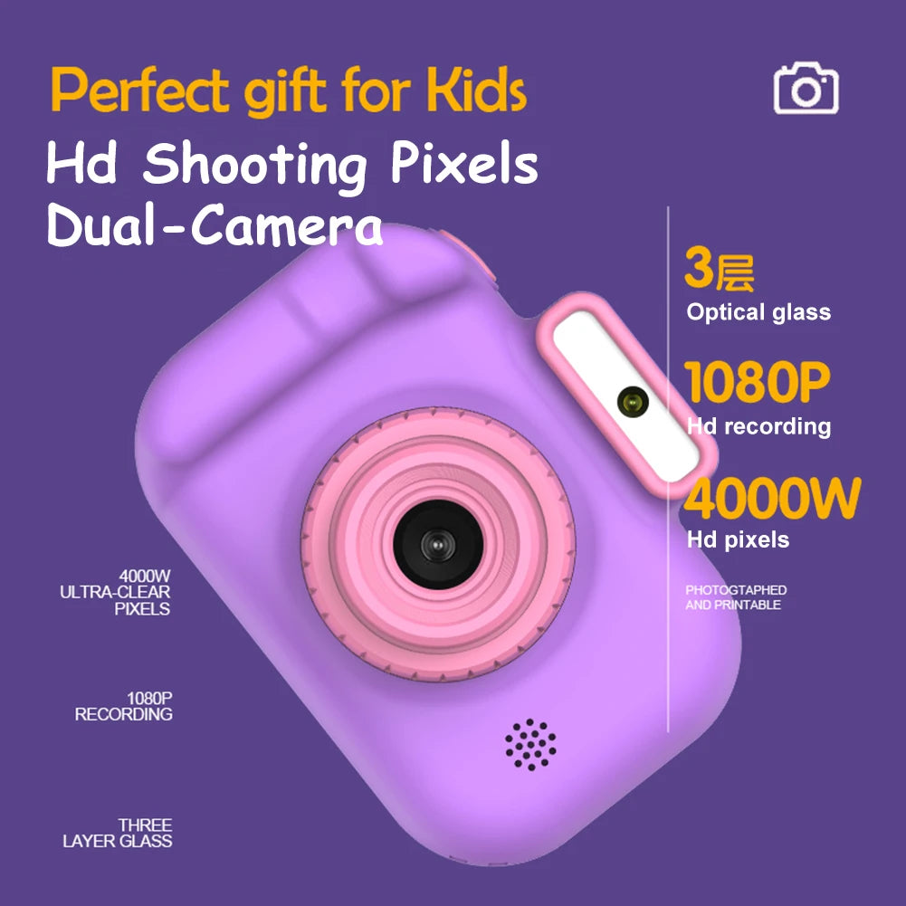 Cartoon Kids Camera, USB Charging Toys for Christmas Birthday Gift