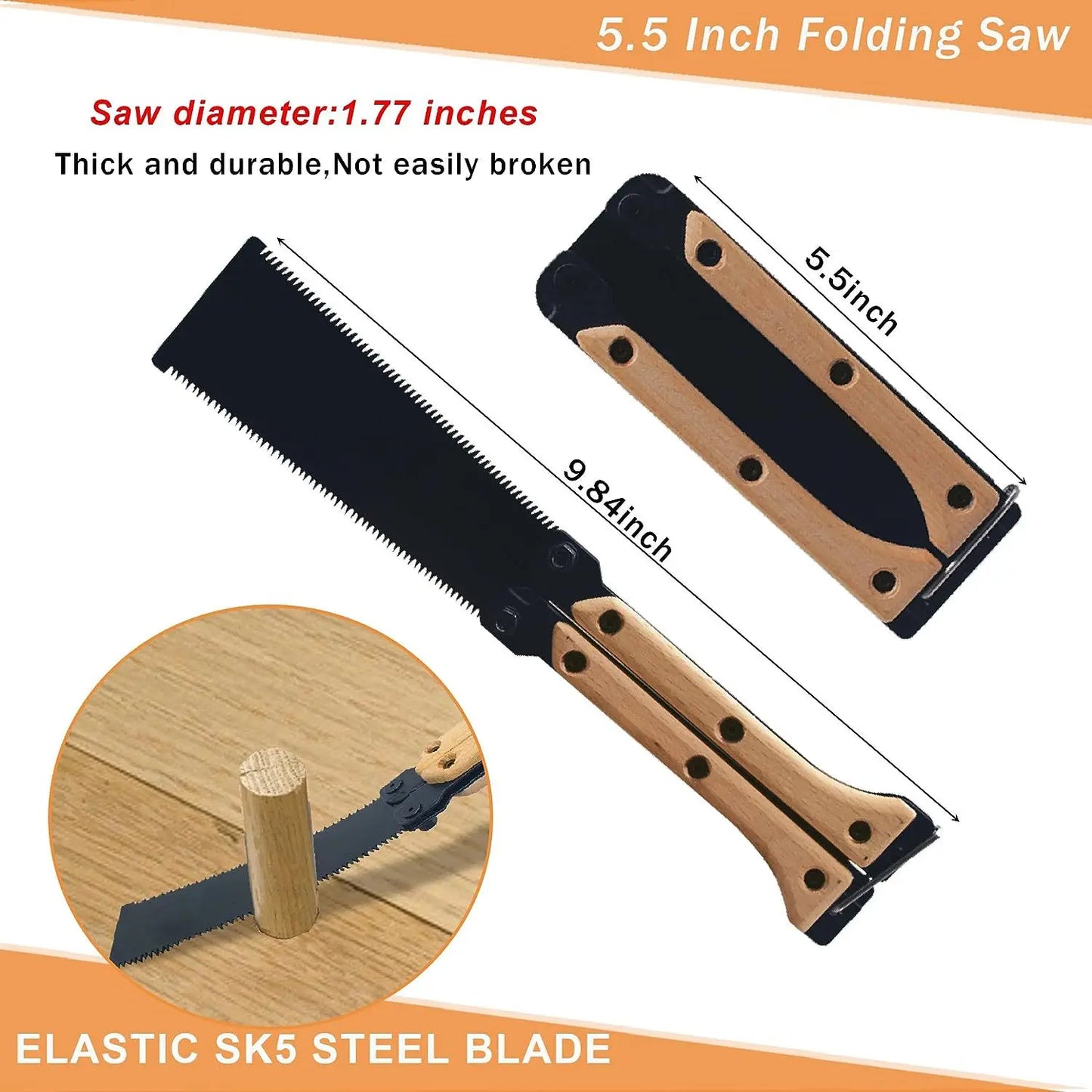 Pull Saw Steel, Flexible Blade Folding Flush Cut Saw Hard Teeth, Cutting Woodworking