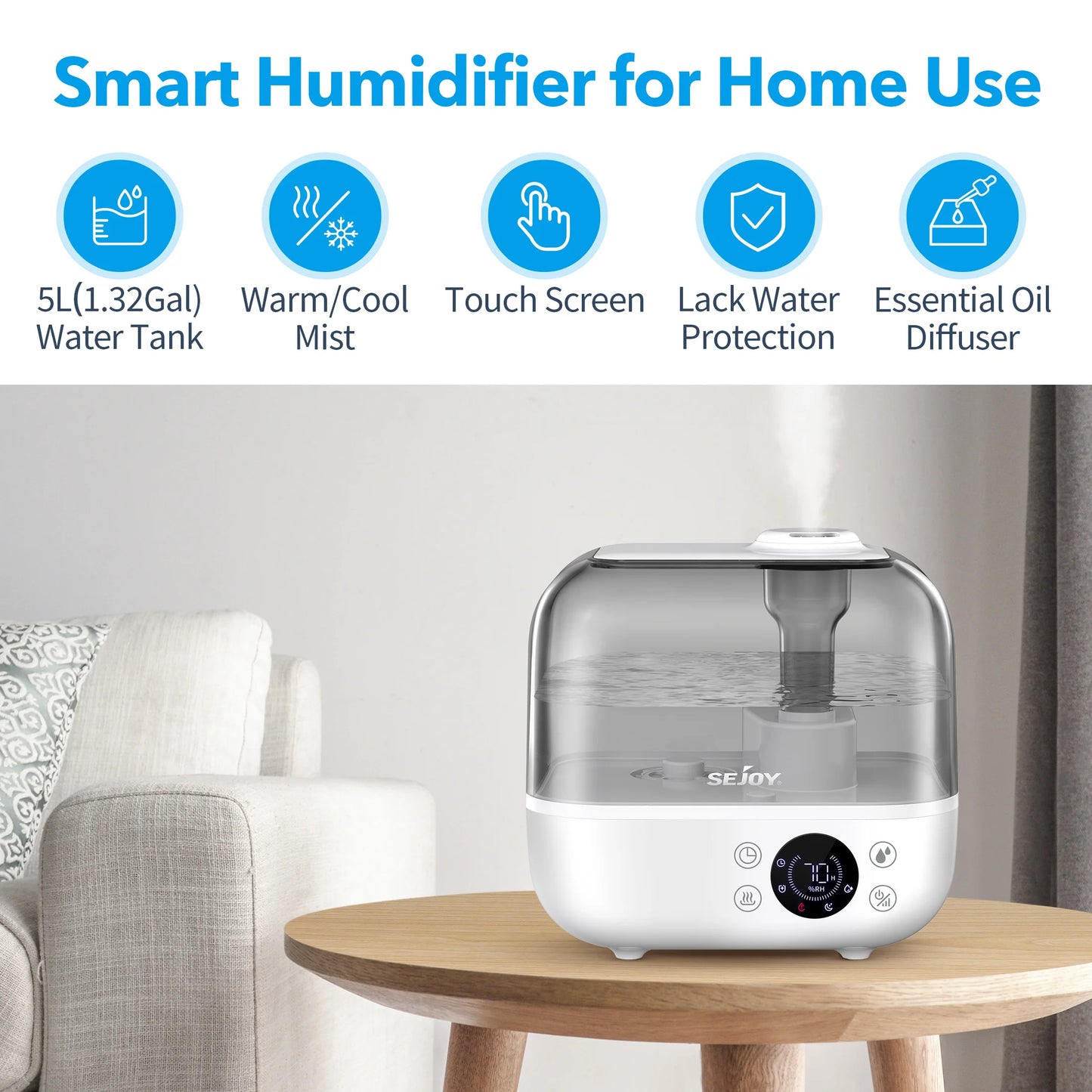 110/220v Humidifier Home 5LDiffuser Aromatherapy Upper Water