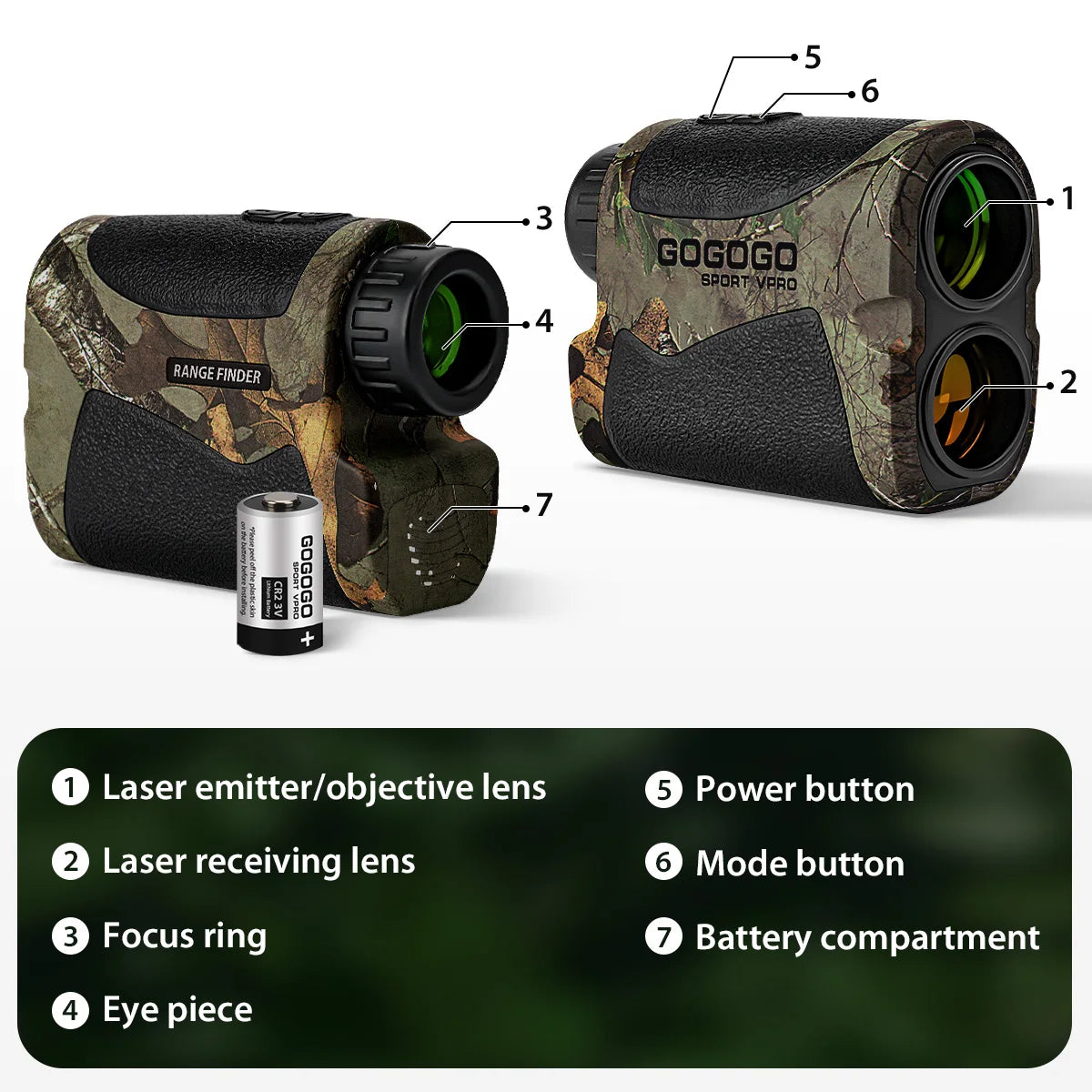 Gogogo Sport Vpro Hunting Rangefinder 800m/900y Laser Range Finder with Golf Hunting Mode Flaglock 6X Lens Telescope GS07CA