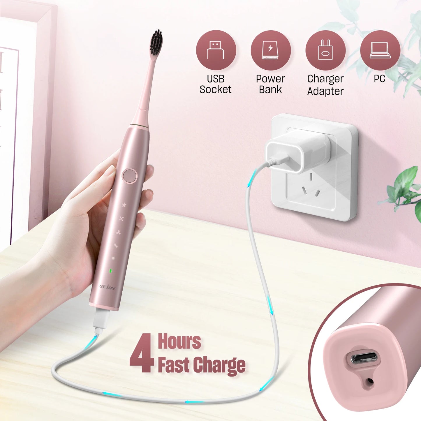 Sonic Electric Toothbrush Oral Cleaning Modes Smart Rechargeable