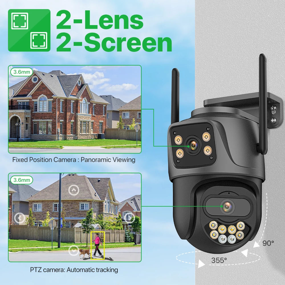 Camera Dual Lens Outdoor Auto Tracking Security Protection Surveillance