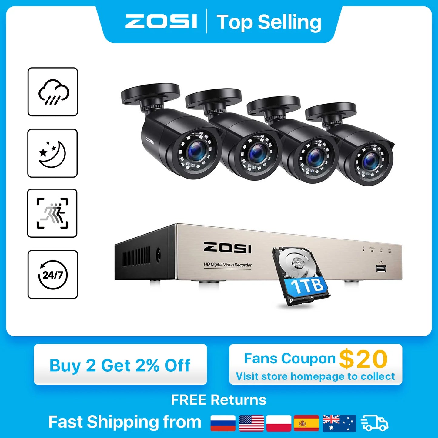 CCTV System Outdoor Security Camera Day/Night Video Surveillance System
