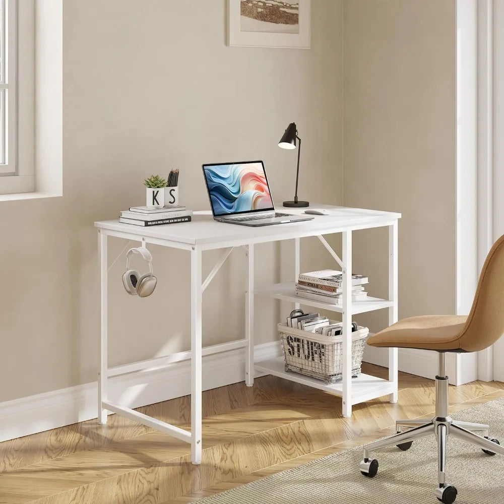 Small Desk with Wooden Storage Laptop Table for Home
