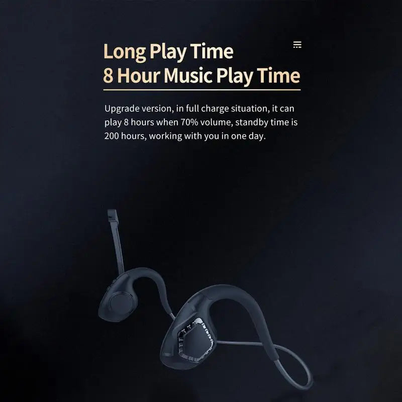Bone Conduction Earbuds Headset Boom Microphone Charging Long Battery Life