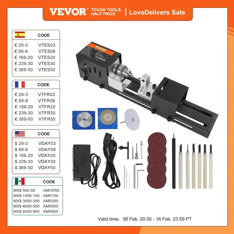 Mini Wood Lathe Machine 7 Speeds Wood Drill Rotary Tool