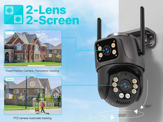 Camera Outdoor Dual Lens Screen Audio Video Surveillance