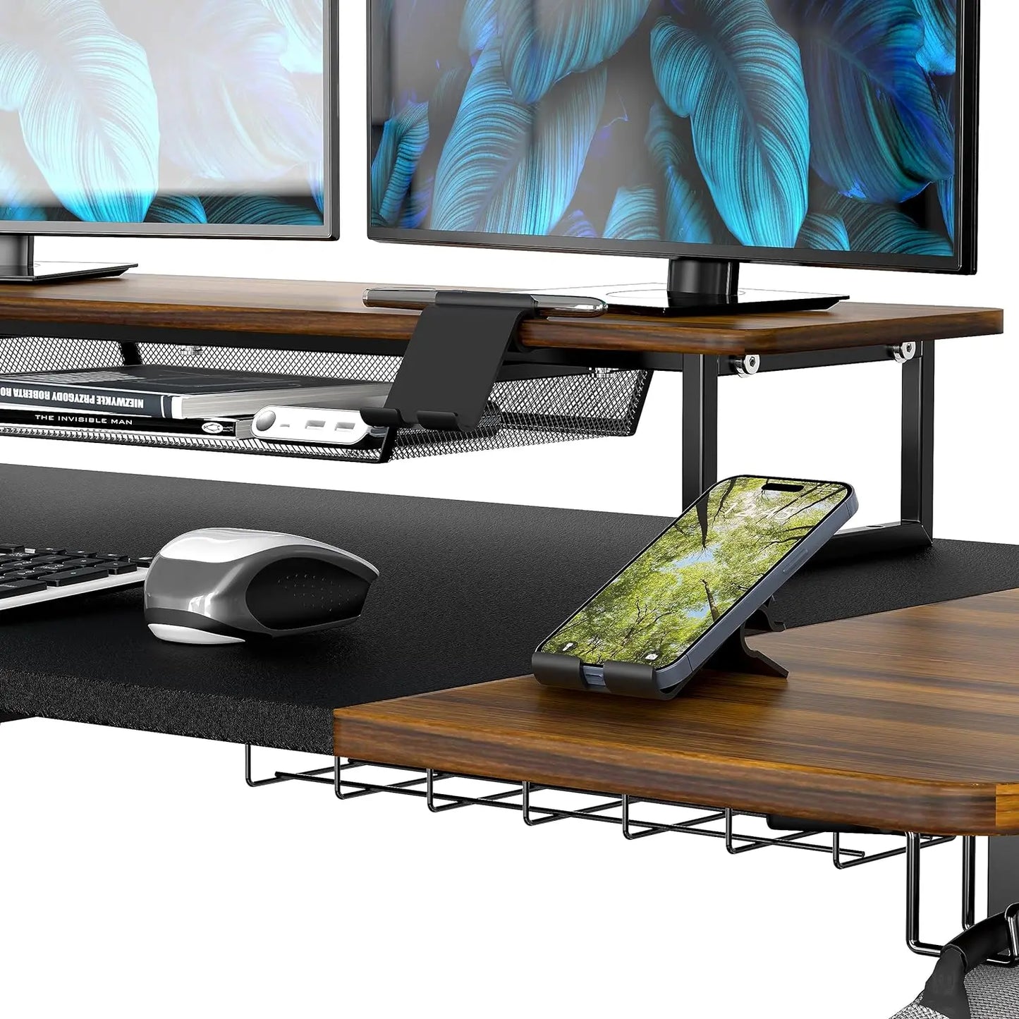 Large Height Adjustable Standing Desk with Monitor Riser and Drawer,