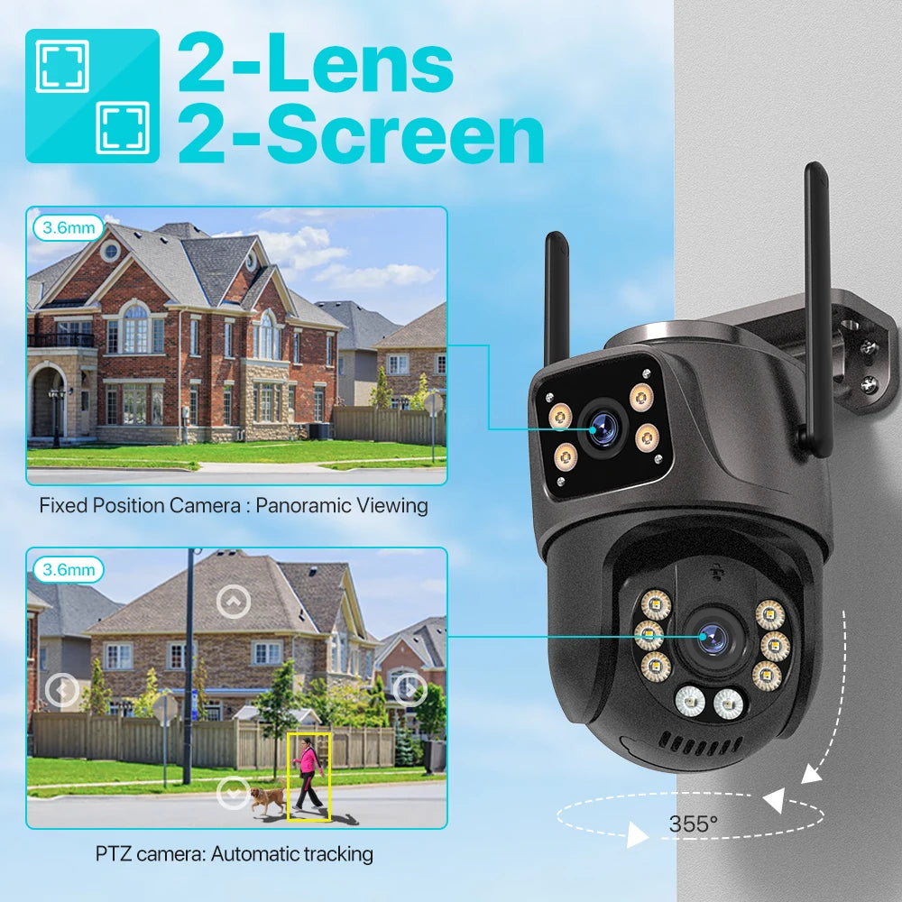 Camera Outdoor Dual Lens Screen Audio Video Surveillance