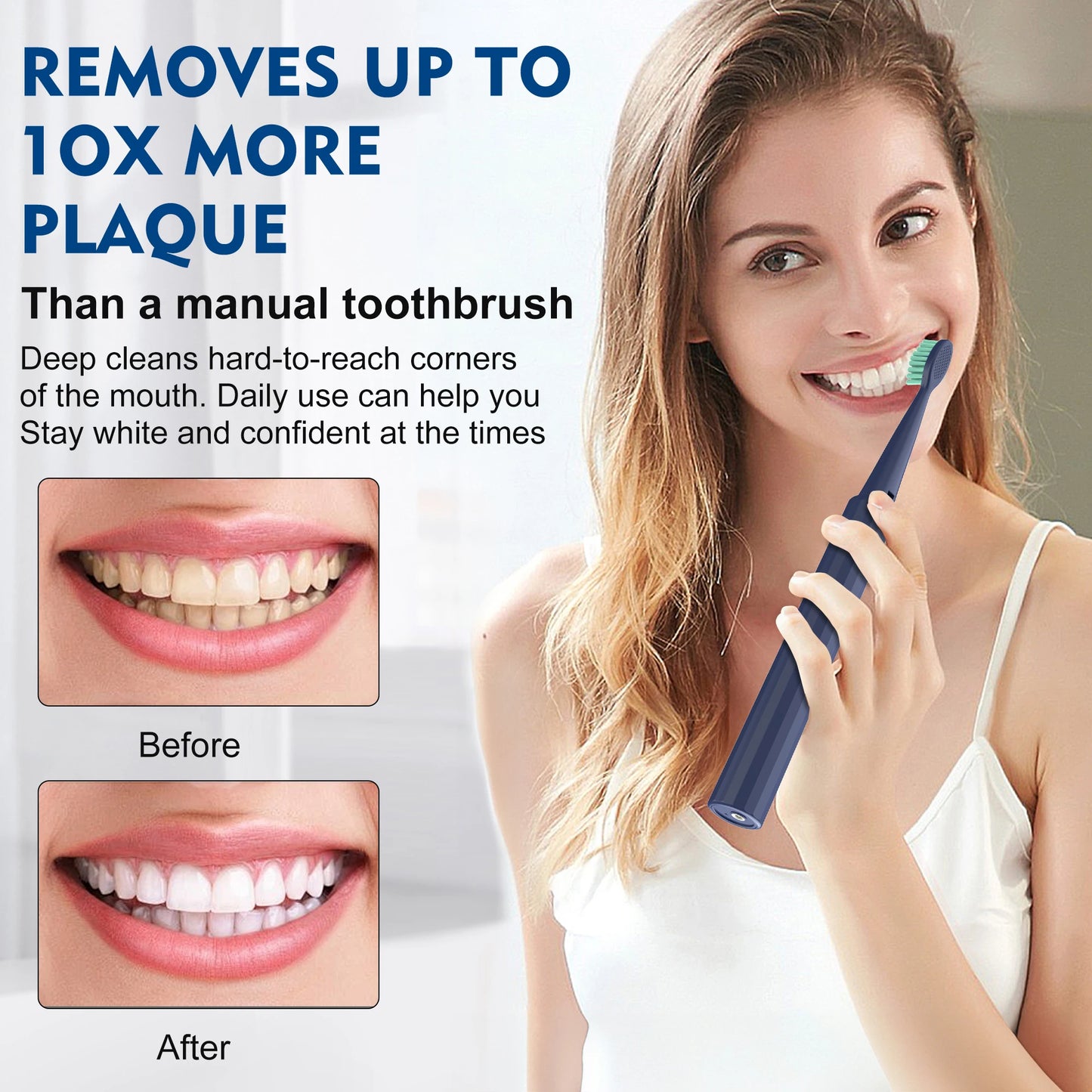 Whitening Rechargeable Electric Toothbrush 8 Brush Heads 5 Modes Smart Timer