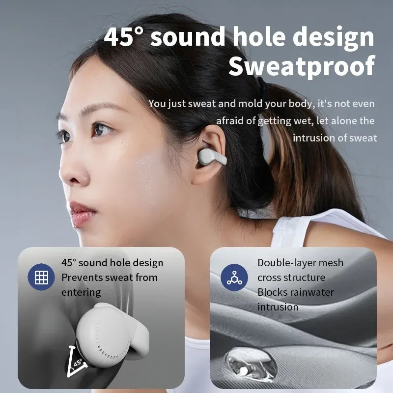 Real OWS Clip-on Wireless Bluetooth Headphones Low Noise Cancelling