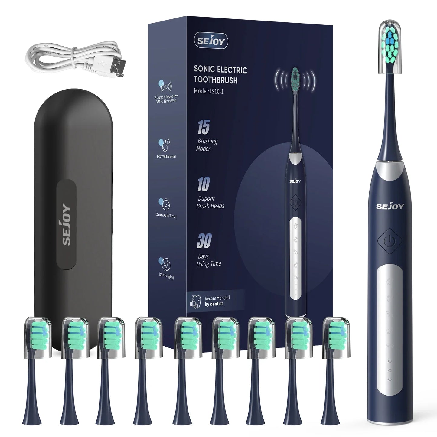 Oral Personal Sonic Electric Toothbrush 5 Modes Smart Rechargeable