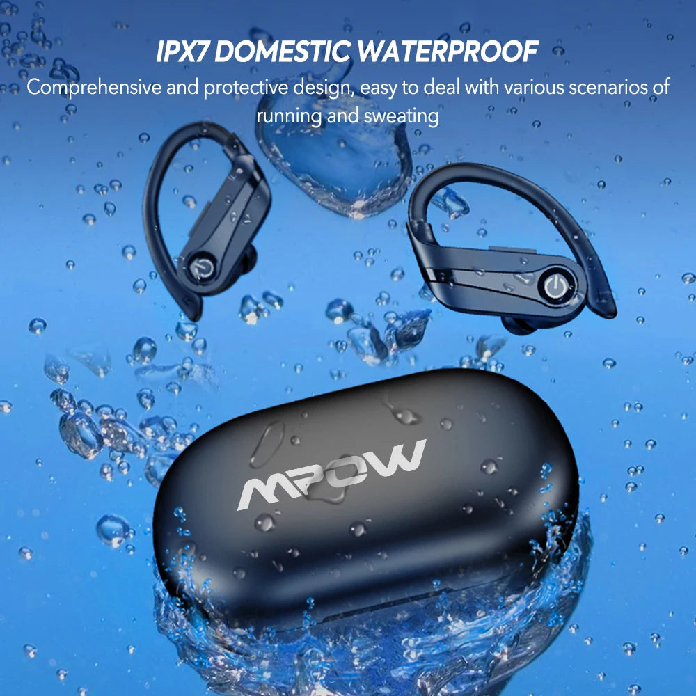 Bluetooth Wireless Earbuds Waterproof Earphones with Hooks