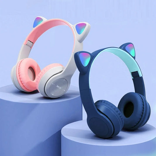 Wireless Headphones Cat Ear Bluetooth Stereo Sports Kids and Adult