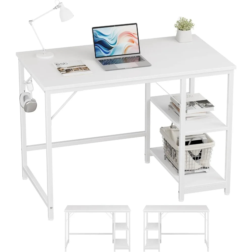 Small Desk with Wooden Storage Laptop Table for Home