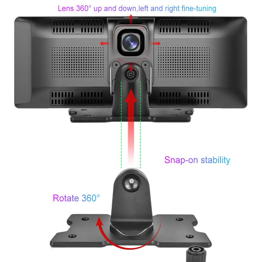 10'' Dash Cam Rearview Camera Navigation Recorder Dashboard Car Mirror