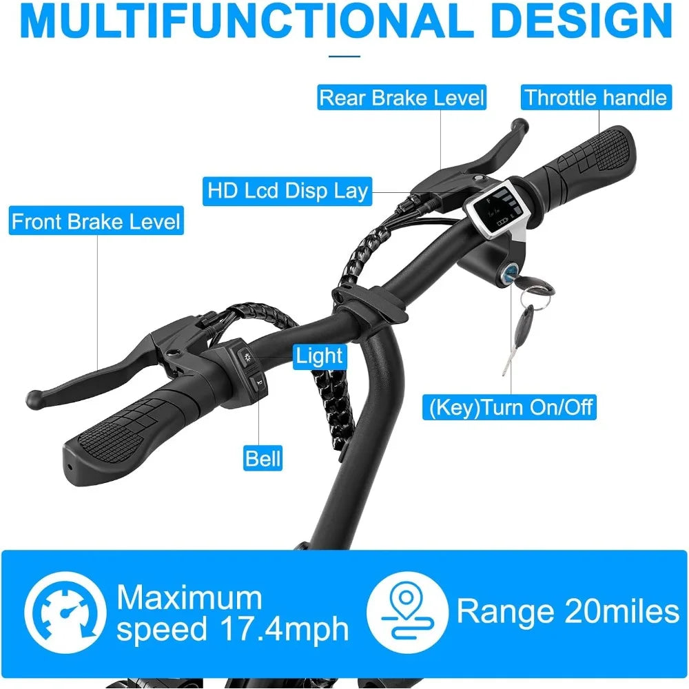 Power by 500W Motor 800W Peak, and 20 Miles Range&17.5Mph