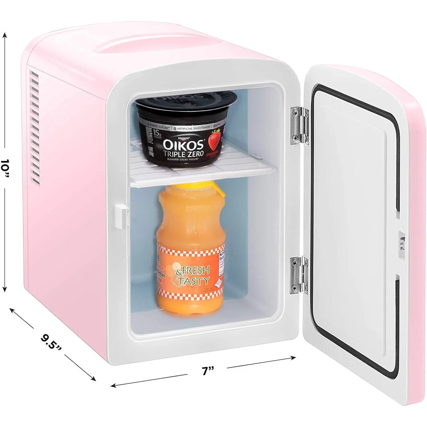 Mini Portable Pink Personal Fridge Cools Or Heats & Provides Compact Storage For Skincare, Snacks, Or 6 12oz Cans 4L